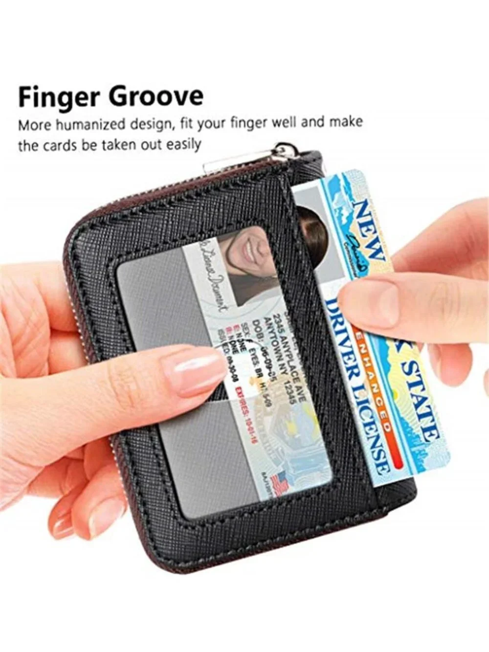 Zipper Wallet Women RFID Credit Card Holder keychain Wallet | ID Window